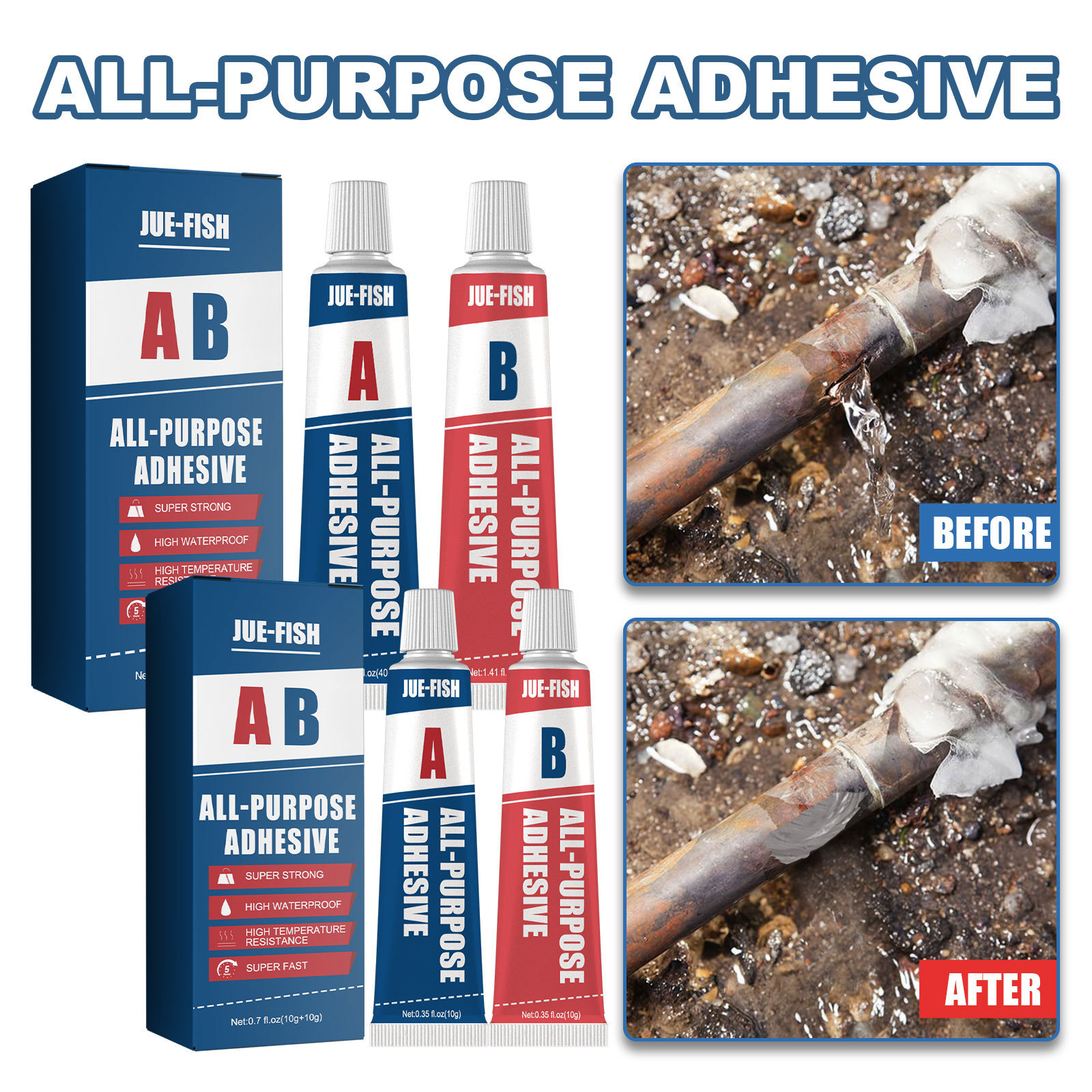 OEM AB Glue Industrial Quick-drying Glue Temperature Repair Metal Ceramic Rubber Glass Plastic Colorless Welding Liquid Glue