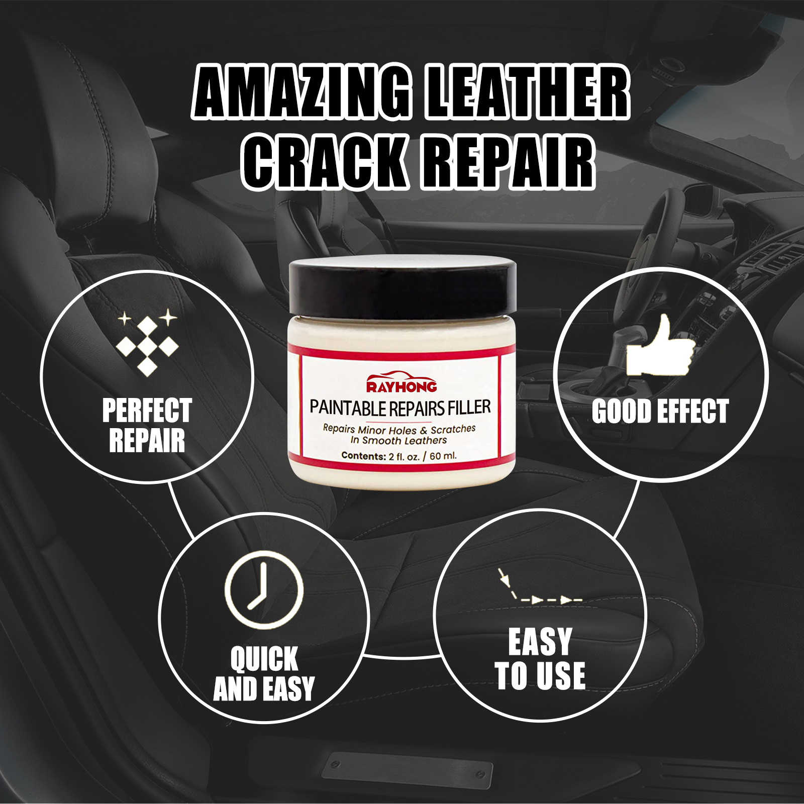 Rayhong Oily Leather Glue Crack Repair Car Seat Gap Filler Leather Multipurpose Leather Repair Filler Cream