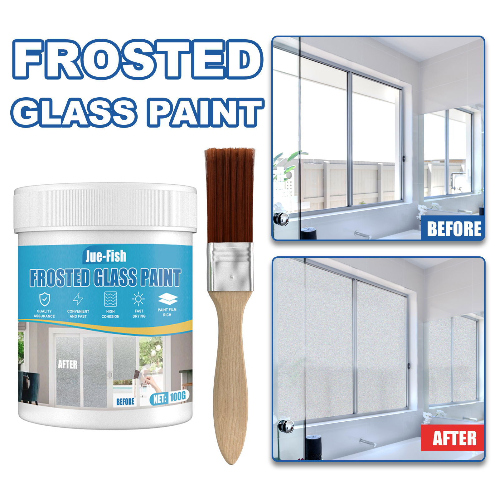 Jue-fish Water Glass Painting Protective Frosted Glass Paint Colors Waterproof Frosted Liquid Paint Glass