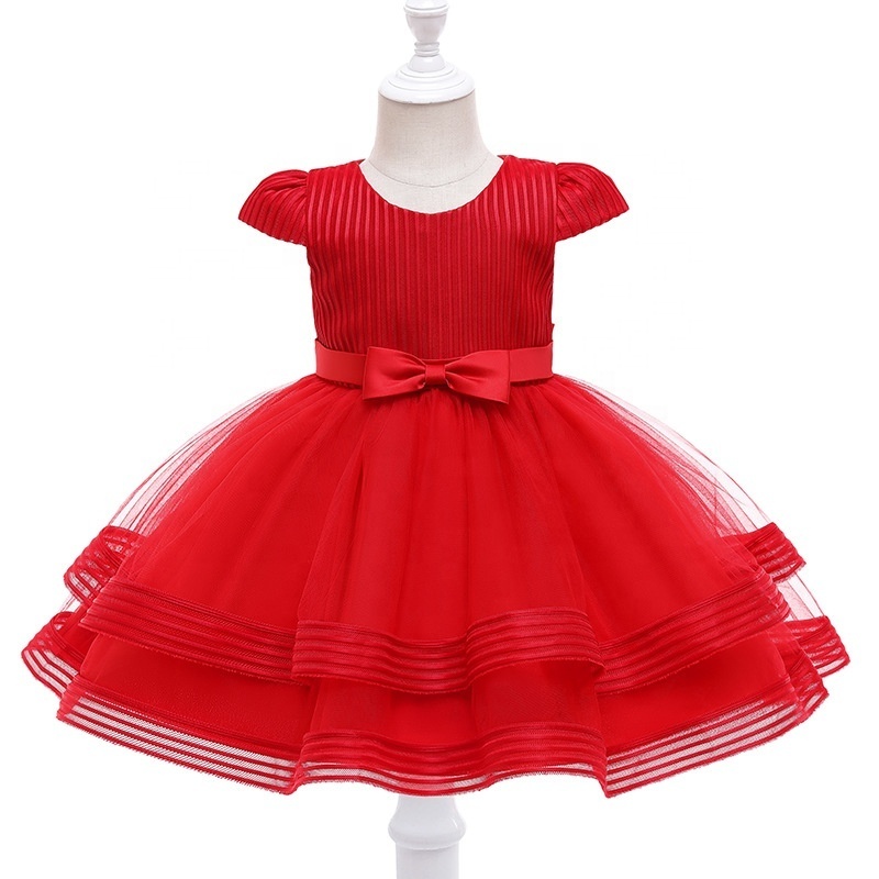 Hot sale infant kids fancy tulle gown bow birthday one shoulder frock baby girl dress prices