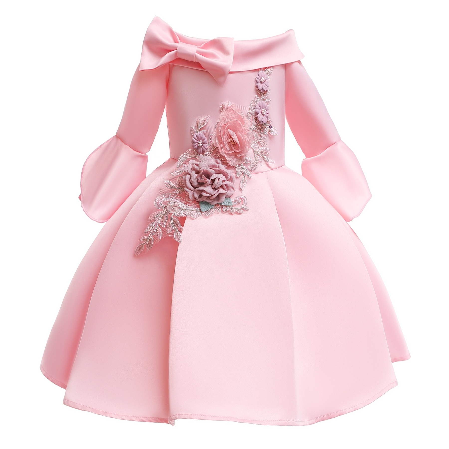 Red color winter Christmas Birthday Party princess 3/4/5/6/7/8/9/10 years old baby girl dress for party