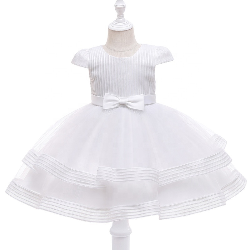 Hot sale infant kids fancy tulle gown bow birthday one shoulder frock baby girl dress prices