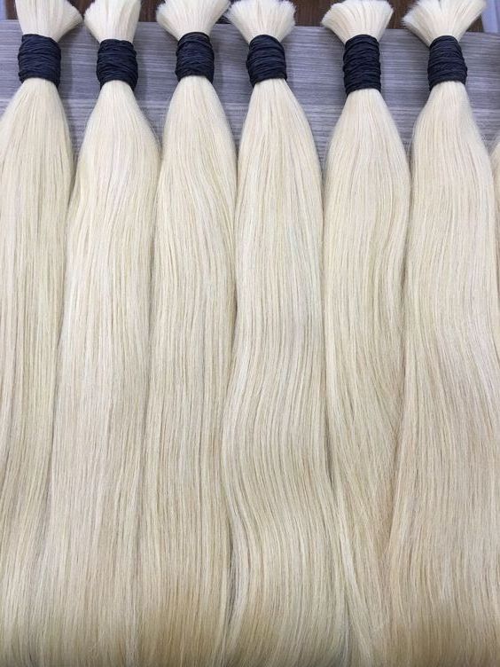 White Color Vietnamese Remy Human Hair Color Bulk, Virgin Hair 8-30 Inch Unprocessed Human Hair Bulk Extension