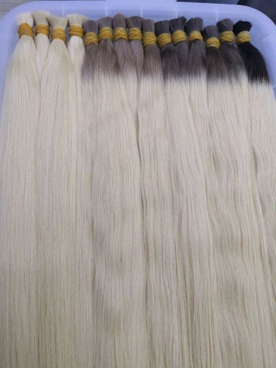 White Color Vietnamese Remy Human Hair Color Bulk, Virgin Hair 8-30 Inch Unprocessed Human Hair Bulk Extension