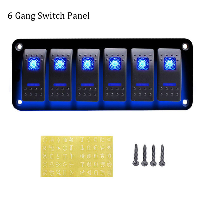 6/8 Gang Rocker Switch Panel for RV Marine Car Truck Boat Fuse Panels 12v