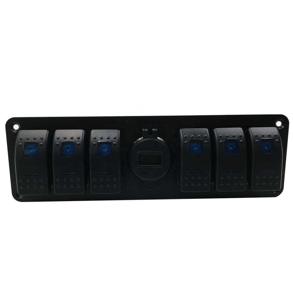 Waterproof 7 Gang 2LED Light Rocker Switch Panel Circuit Breaker 12V boat