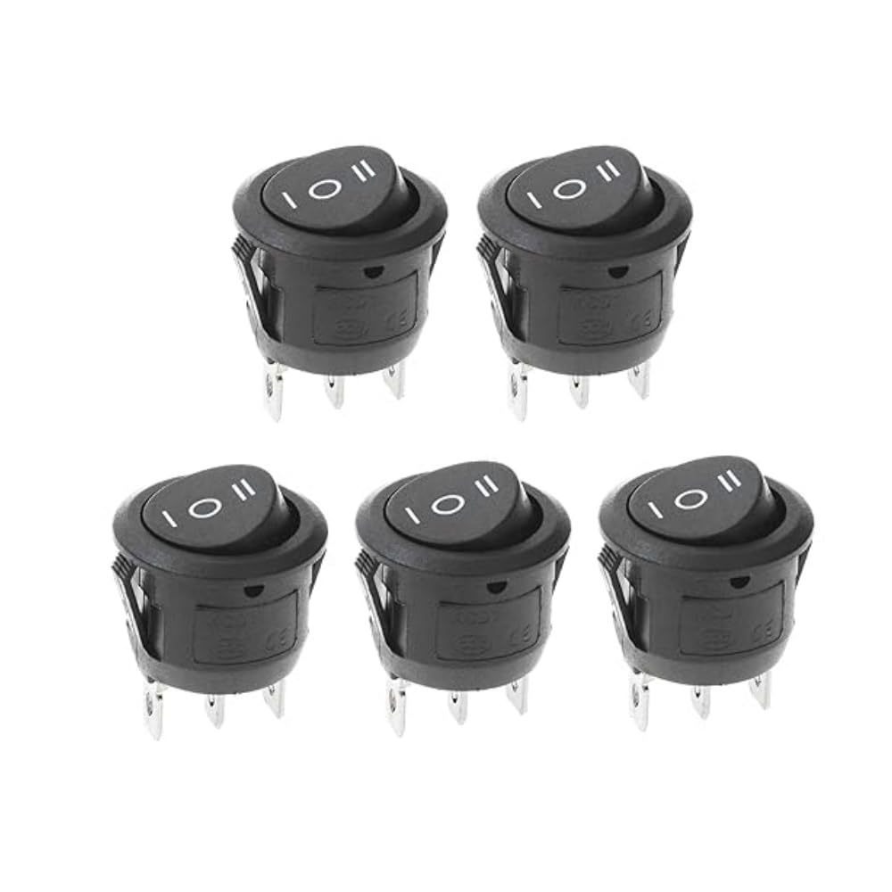 On/Off/On Black Round Rocker Switch Car Automotive 20mm SPDT 2 Way Dash SPST Contact 3Pins Toggle Switch Rocker Switch