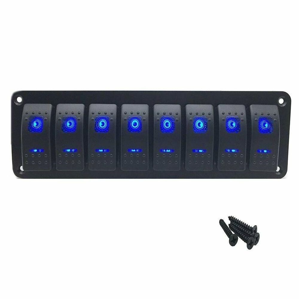 12V 24V Waterproof  8 Gang Rocker Switch Panel for marine boat