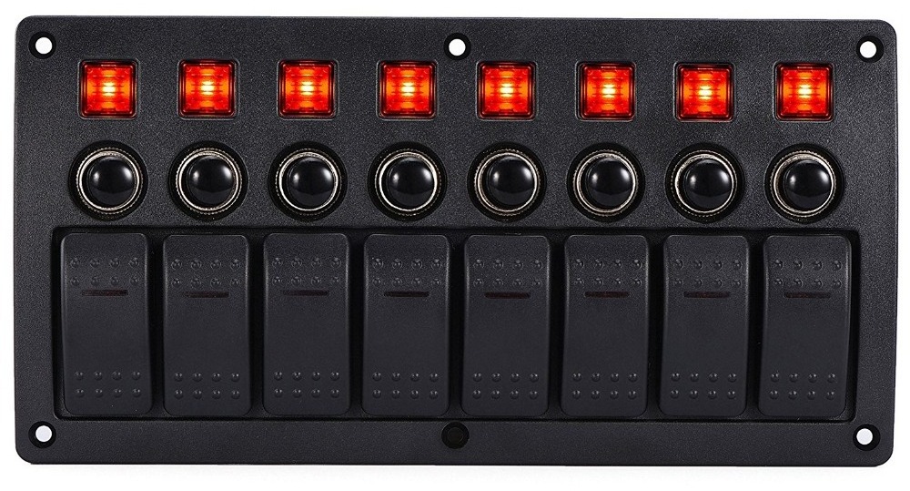 8 Gang Marine Boat Racing Rocker Switch Panel with RED LED