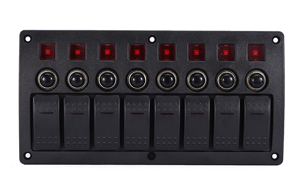 8 Gang Marine Boat Racing Rocker Switch Panel with RED LED