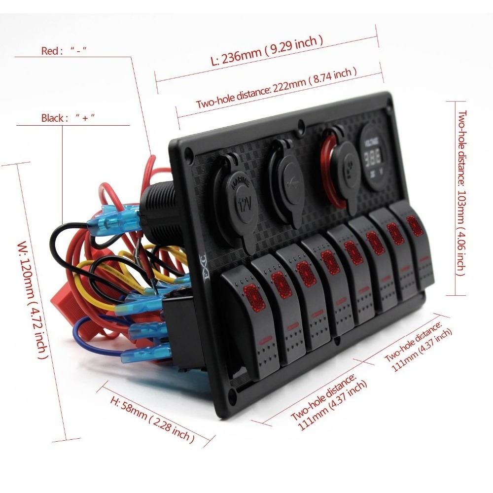 24V 12V Switch Panel 8 Buttons Car Light Toggle USB Chargers Power Adapter Caravan Accessories for Boat Van Truck Trailer Marine