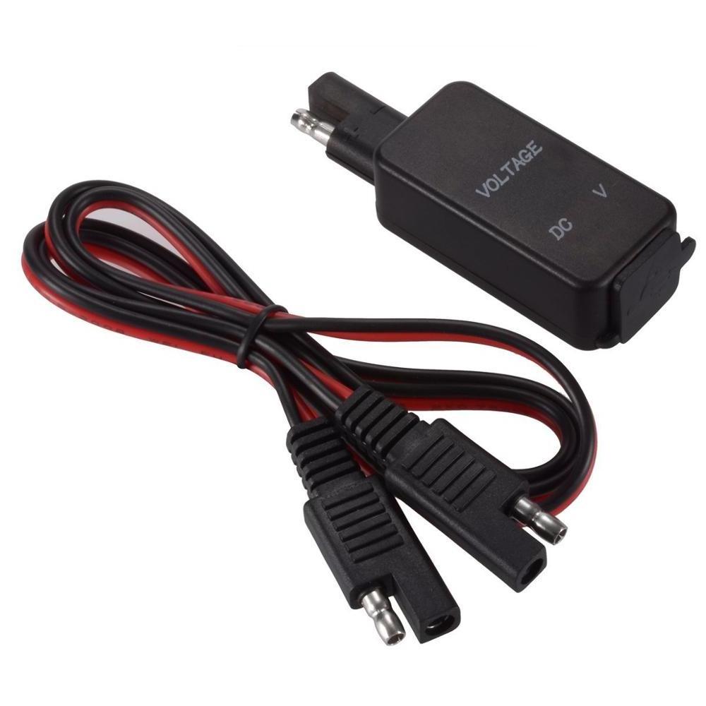 12V Motorcycle SAE To USB Dual Port Cable Adapter Phone Charger With LED Voltmeter