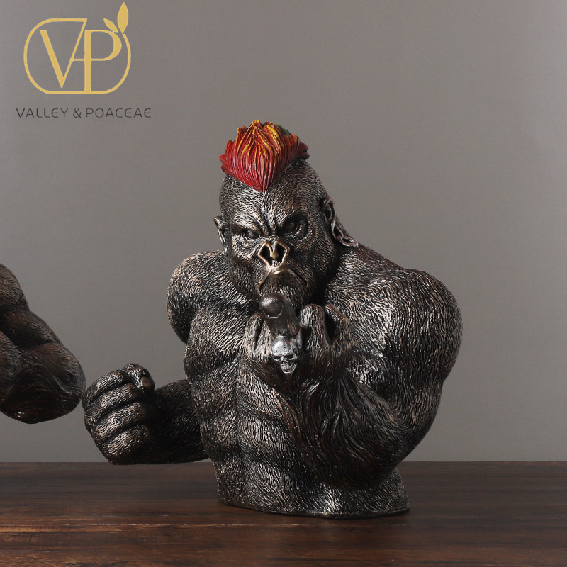 Resin Gorilla Monkey Ape Sculpture Statue Ornament Art Statue