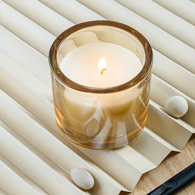 2023 Hot Sale Fragrant thick Glass Candles  Colored Double Wall Glass Jars Smokeless Aromatherapy Scented candles