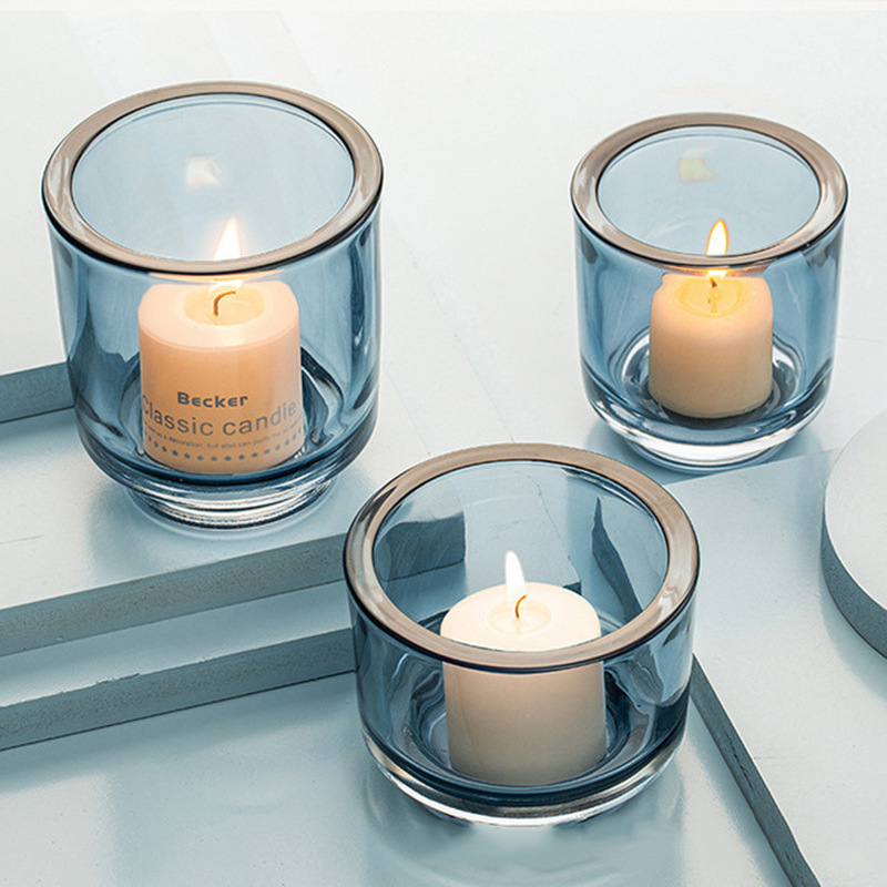 2023 Hot Sale Fragrant thick Glass Candles  Colored Double Wall Glass Jars Smokeless Aromatherapy Scented candles