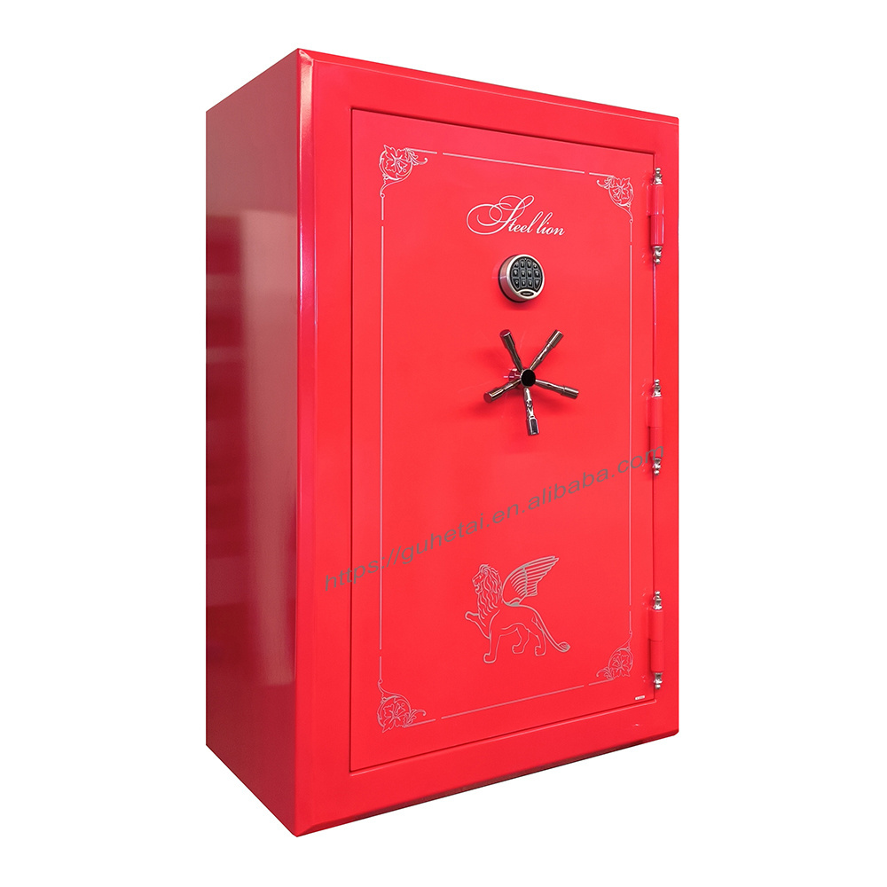 Home Fireproof gun security storage cabinet with UL electronic lock High Glossy Red surface gun safe box for long guns