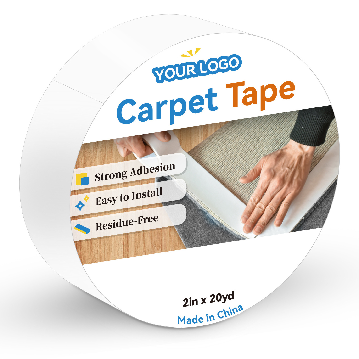 Waterproof Repair Hot Melt 280 MICResidue Free Carpet Tape Double Sided Rug Tape Grippers for Hardwood Floors and Area Rugs