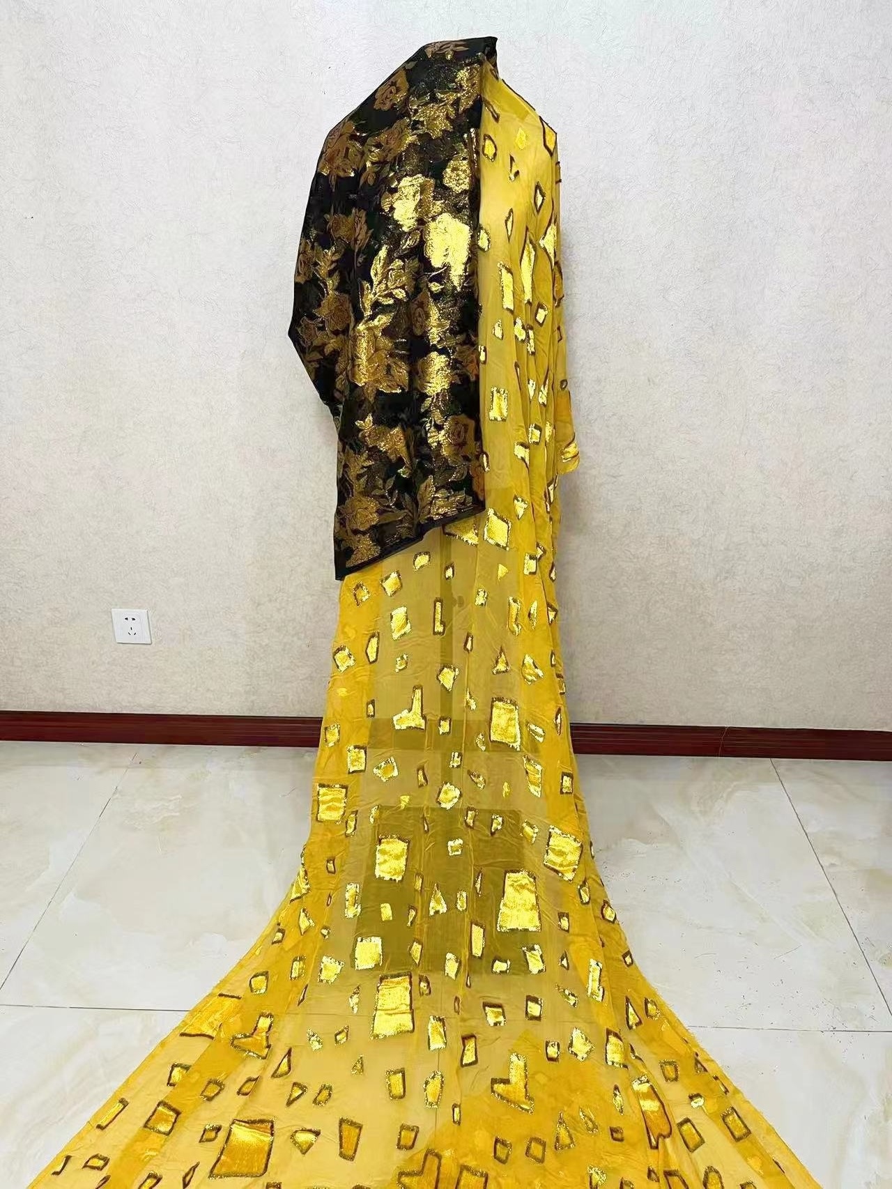 Ready to ship beautiful designs somali dirac set silk velvet fabric 3.5 meters dirac with 2.5 meters gabasar