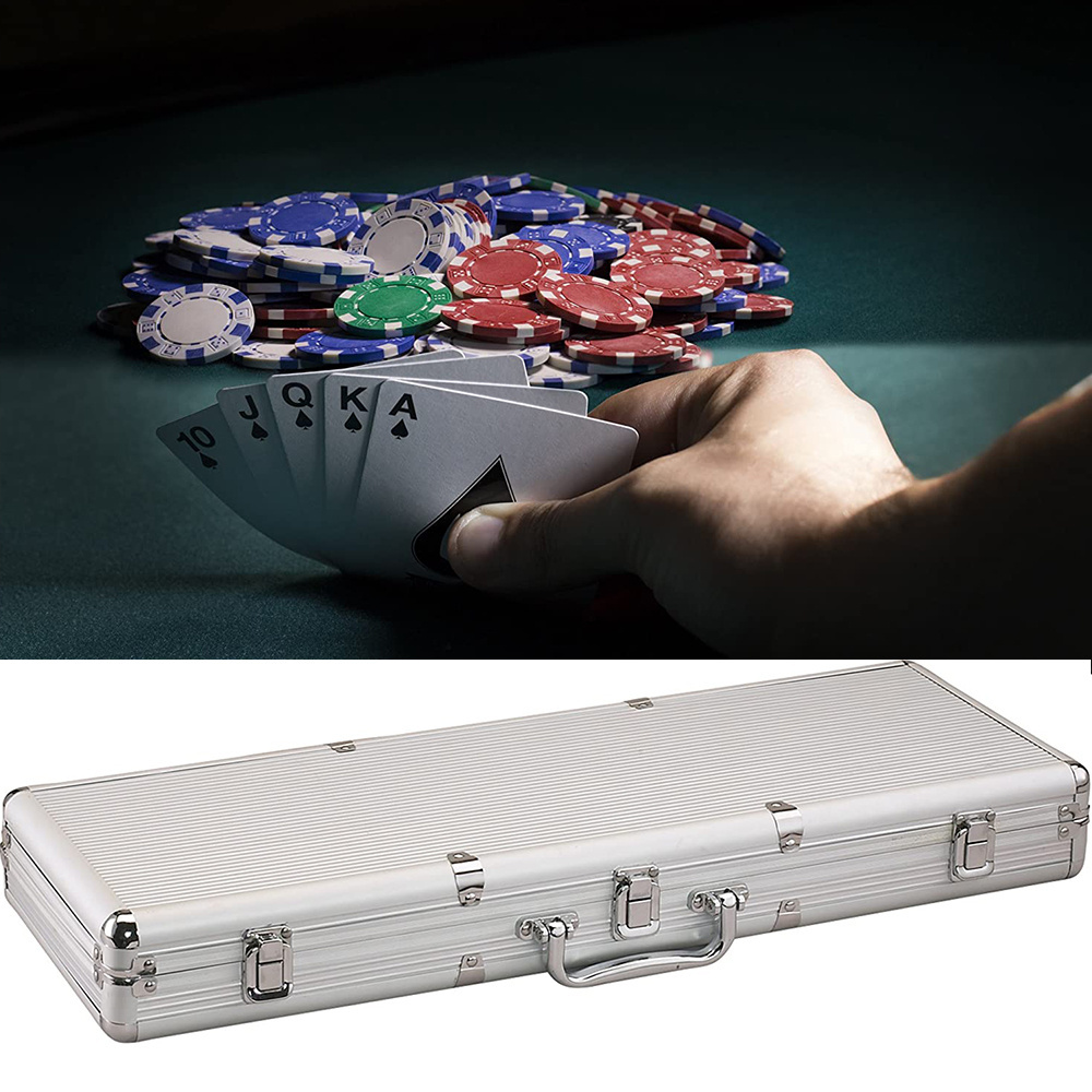 Aluminum Case for Texas Hold 'em Claytec Poker Chip Set with Compartments for 500 Striped Dice Chips