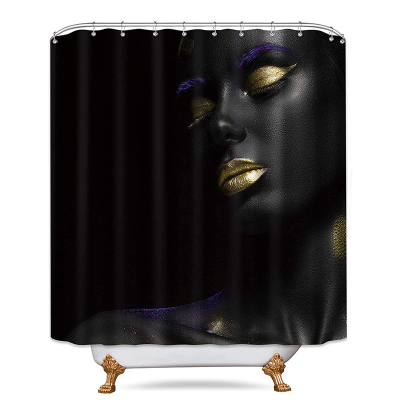 Custom Made Shower Curtains Afro Sublimation Anniversary Gift For Couples African American Shower Curtain Sexy Hotel