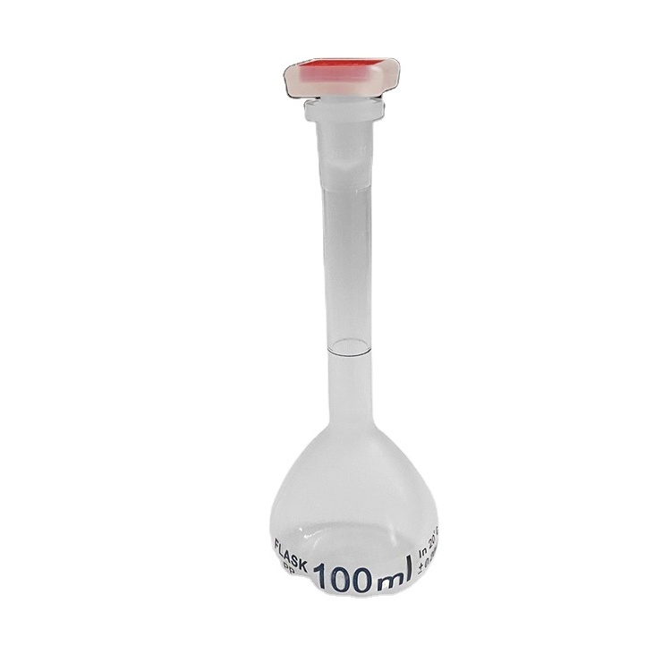 Laboratory use science research volumetric flasks white color pp plastic volumetric flask with lid and stopper