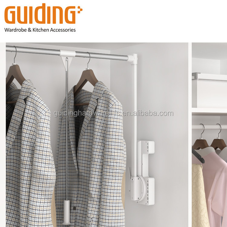 Guiding pantry unit pull out Moden Wardrobe pull-down rod with soft closing pull down wardrobe hanger