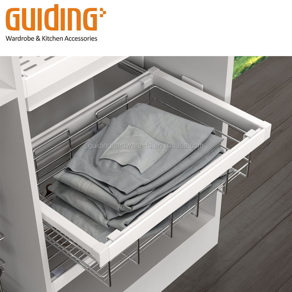 New designed wardrobe accessories chrome wire basket drawer