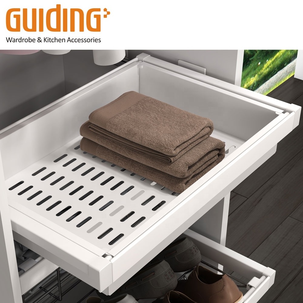 Factory High quality pull out closet organizer sliding square storage baskets for wardrobe