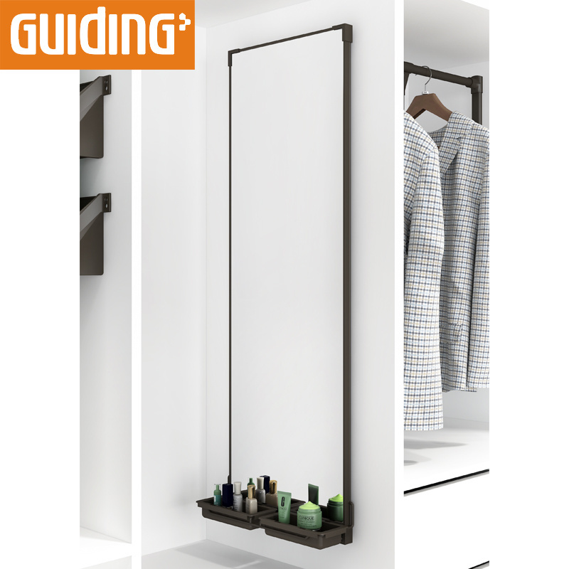 Long Rotating Wardrobe Storage Shelf Mirror Easy Installation Tray Pull Out Closet Wall Mirror