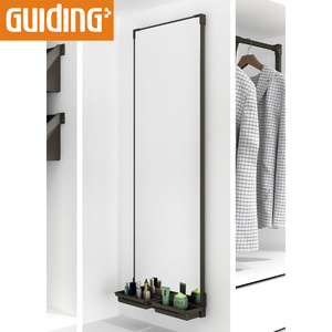 Long Rotating Wardrobe Storage Shelf Mirror Easy Installation Tray Pull Out Closet Wall Mirror