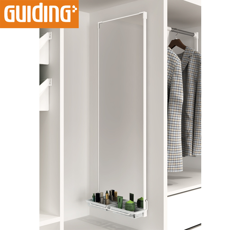 Dressing Wardrobe Pull Out Mirror Pivoted 90 Degree Dressing Mirror Rack With Cabinet Storage