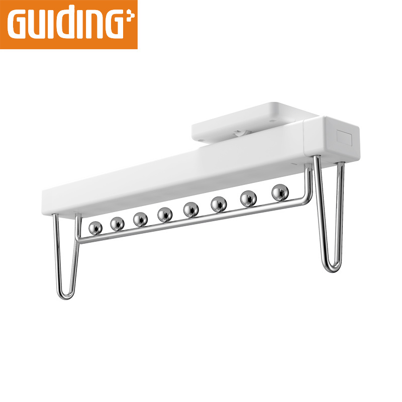 White Clothing Stainless Steel Cloth Rack Mobile Movable Top-Install Wardrobe Pull Out Clothes Hanger Rail