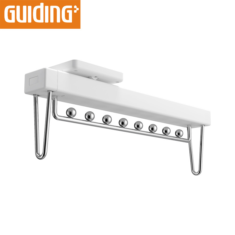 White Clothing Stainless Steel Cloth Rack Mobile Movable Top-Install Wardrobe Pull Out Clothes Hanger Rail