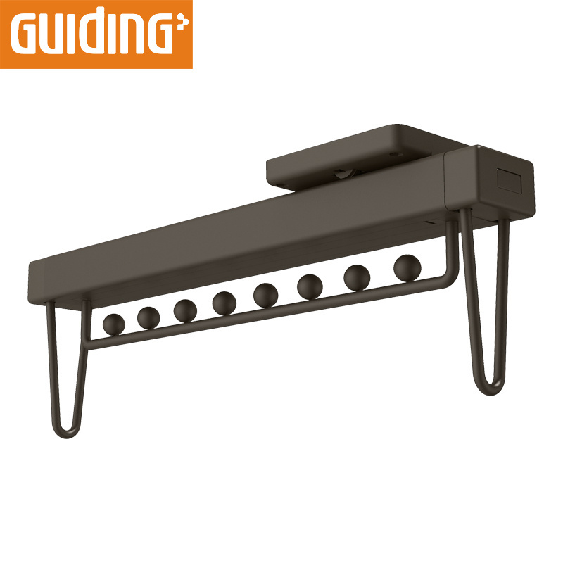 Sliding Slide Out Wall Hung Clothes Drying Airer Rack Metal Garment Rack Wheels With Shelves Pull Out Top Install Clothing Rack