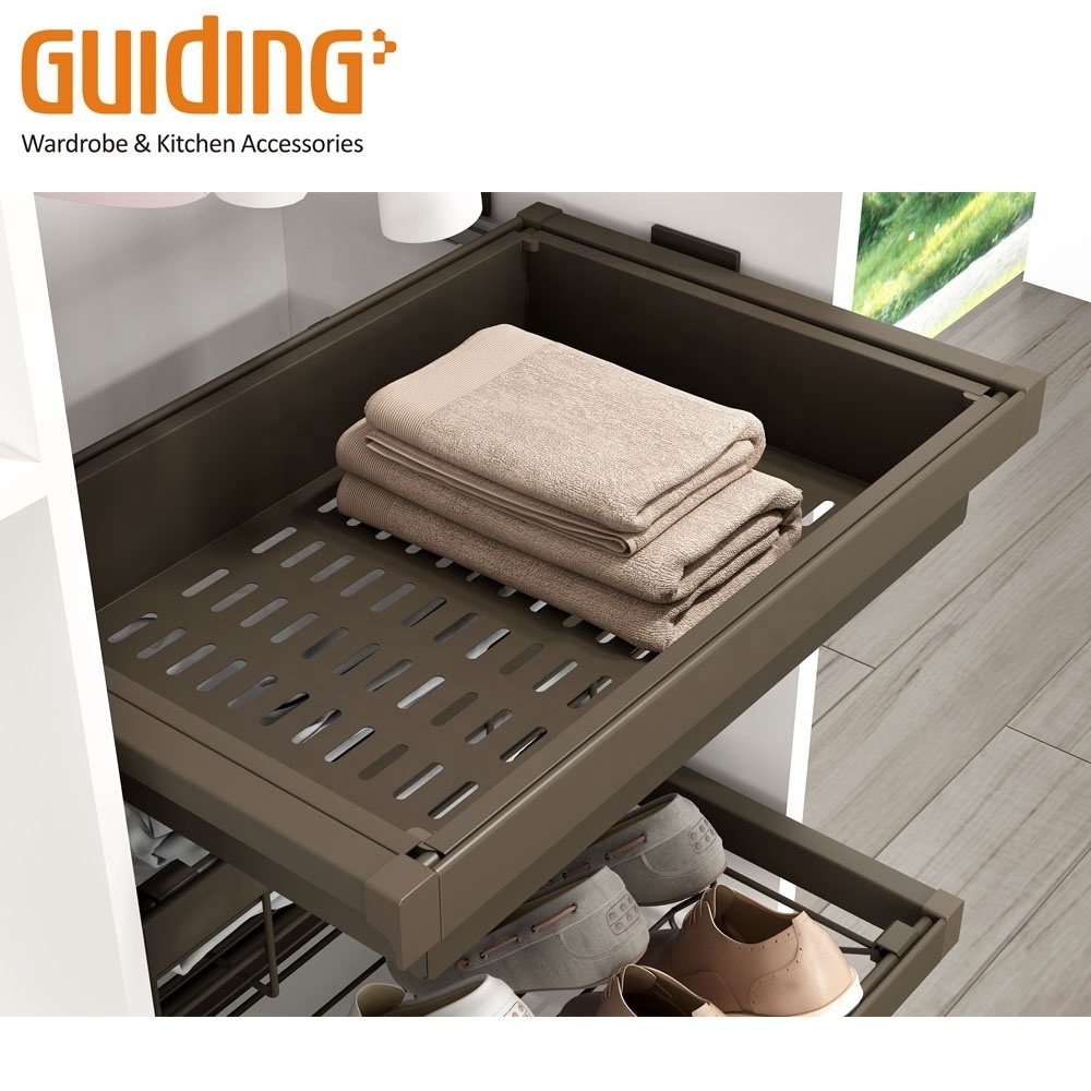 Factory High quality pull out closet organizer sliding square storage baskets for wardrobe