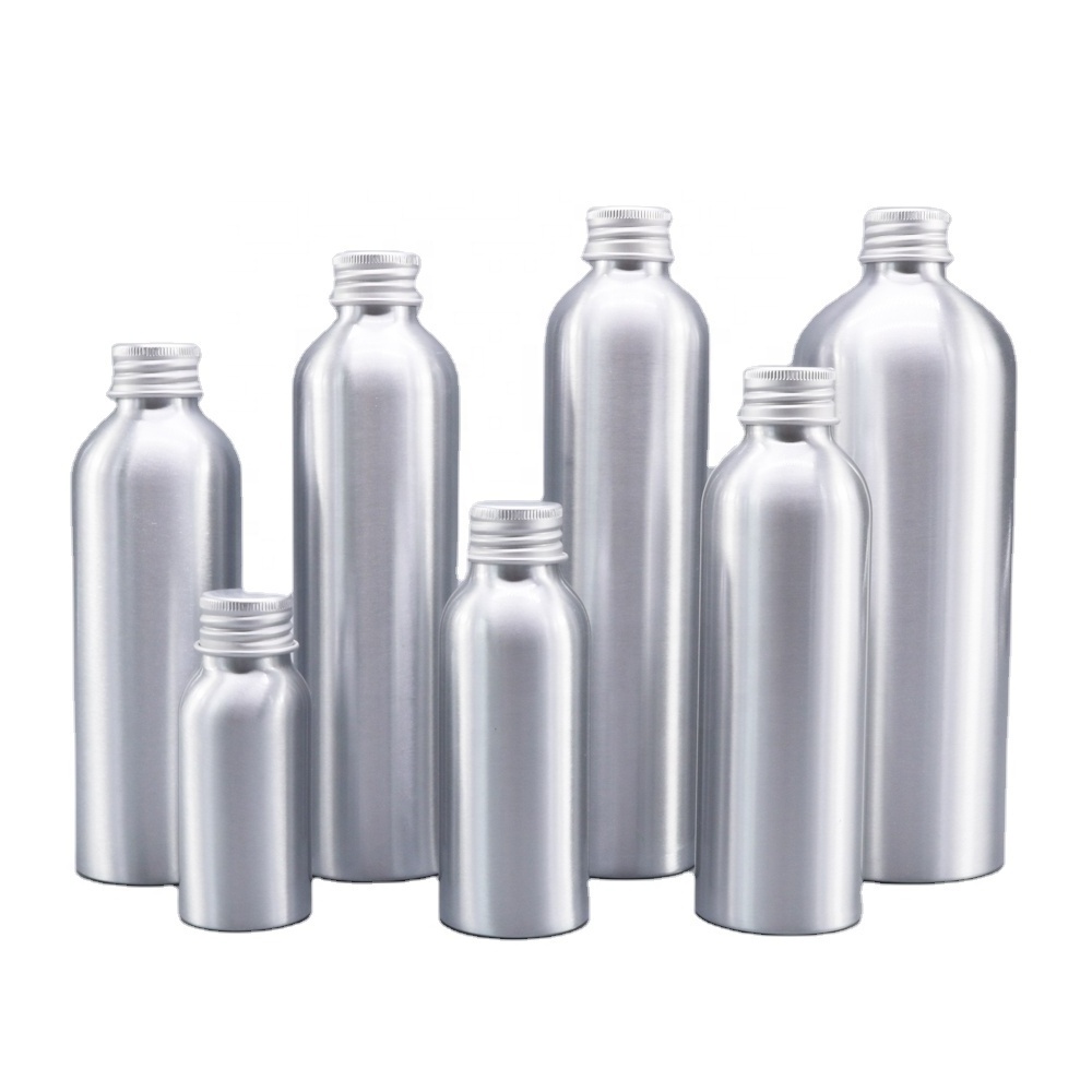 150ml 200ml 250ml 300ml 500ml aluminium bottle with metal silver screw cap