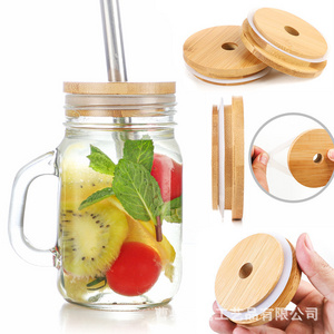 Bamboo Wooden Lids Natural Storage Cans Mugs Glasses Jars Reusable Dustproof Cup Covers with Silicone Sealing Rings