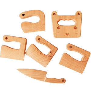 Wooden Knife Kids Cooking Toys Safe Knives Cutting Fruit Vegetable Chopper Kitchen Toy Montessori Education Tools For Toddlers