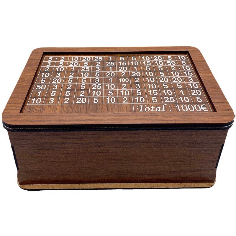 Wooden Brown Piggy Bank Money Box with Counter Brown Color USD 1000 2000 3000 Money Saving Box Piggy Bank For Kids