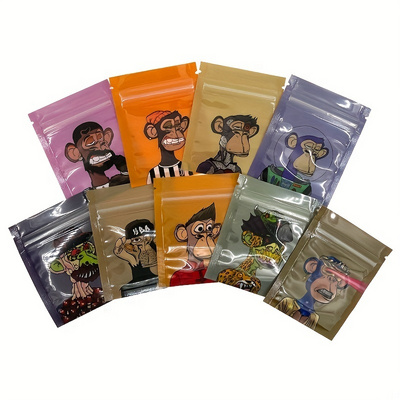 1g 3.5g Monkey Zipper Bag Smell Proof Zip Lock Pouch Smoking Tobacco Clear Transparent Snack Pouches Sour  Packaging Mylar Bags