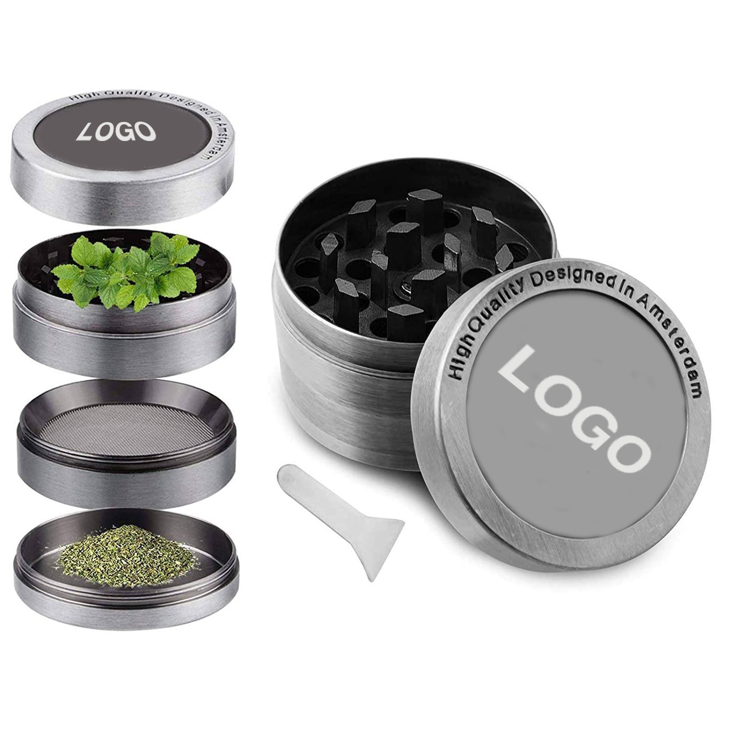 Custom Logo 4 Piece Spice Metal Grinder Herb Grinder