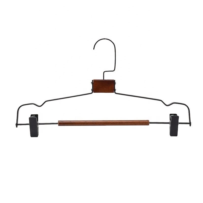 Wood and Metal Combination vintage adult coat display Metal hanger with clips