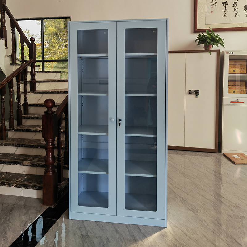 Customized Metal Storage Glass Cabinet Knock Down Glass Storage Steel Filing Cabinet