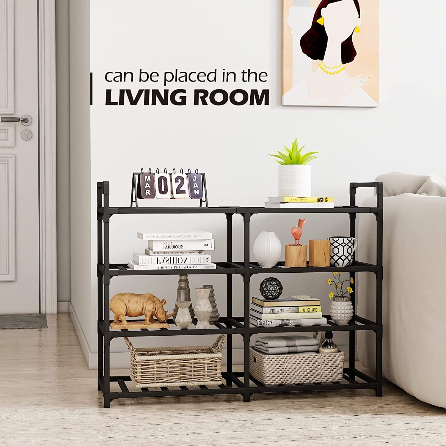 Simple dormitory household multi-layer storage shoe cabinet balcony wrought iron storage rack