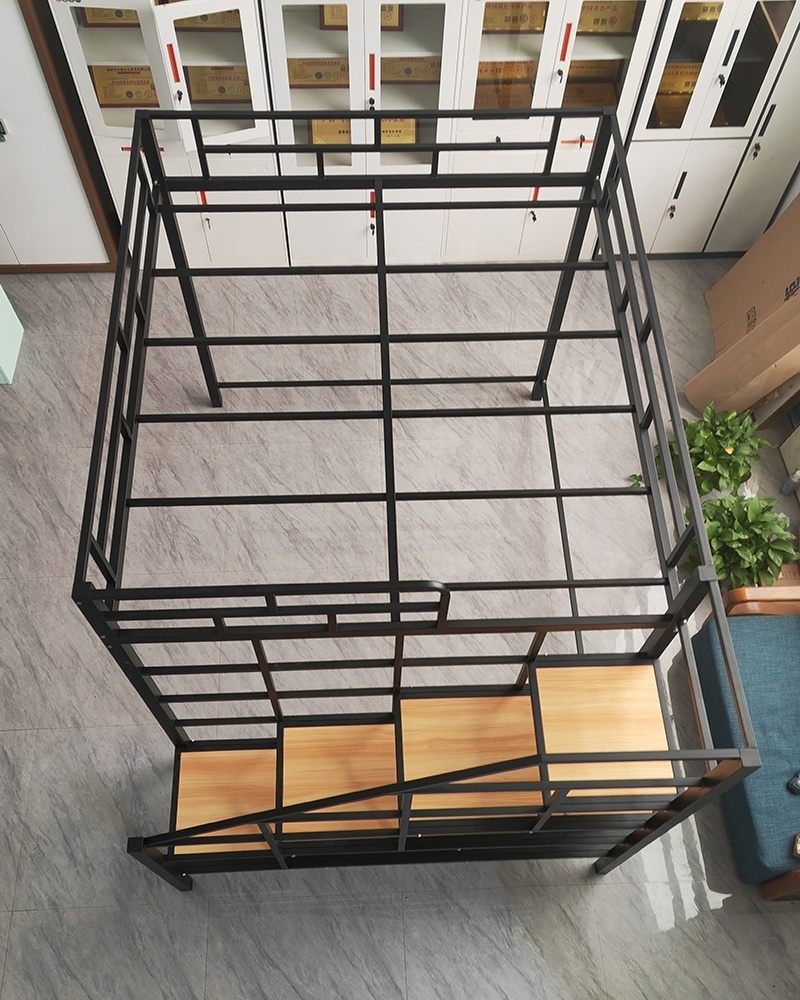 ZHONGYI Apartment Loft Bed Storage Queen Size Loft Bed with Stairs Australia Black Bedroom Furniture Steel Loftbed