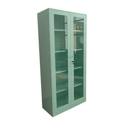 Customized Metal Storage Glass Cabinet Knock Down Glass Storage Steel Filing Cabinet