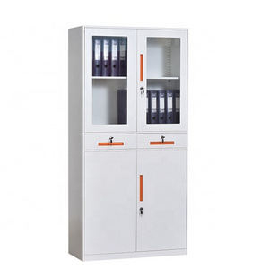 Glass Door Steel Office Furniture Cheap 2 Drawer-type Steel Filing Glass Cabinet