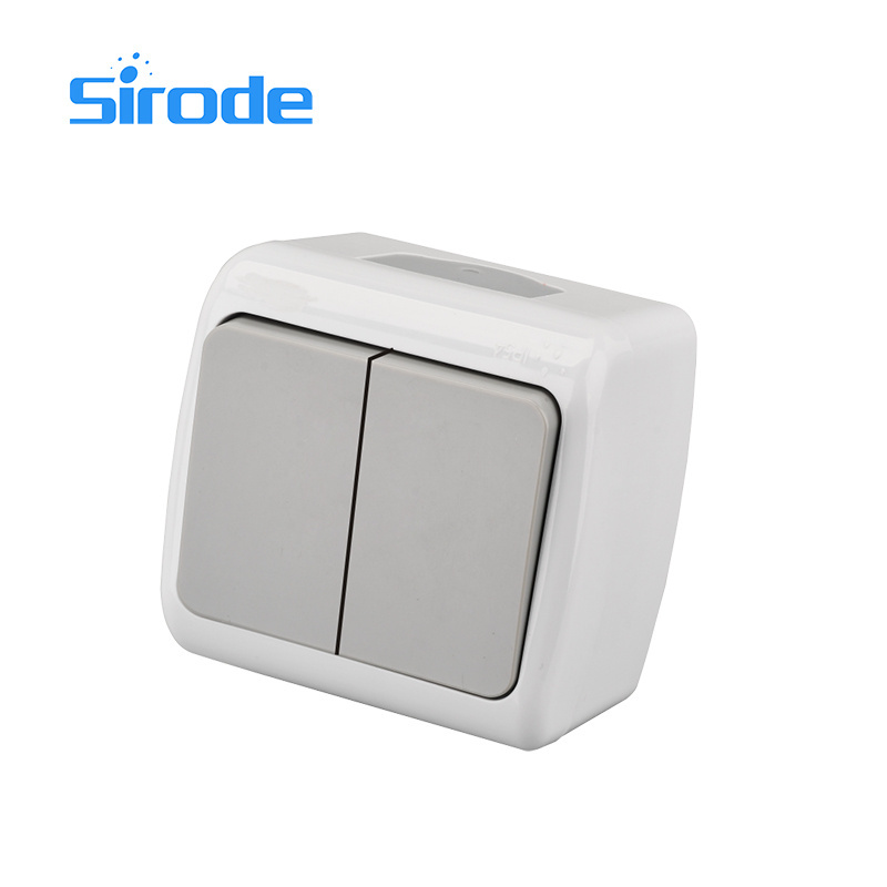 Sirode 8005E Series EU Standard Surface Mount With Cover IP54 Wall Touch Light Switches And Sockets Box Electrical