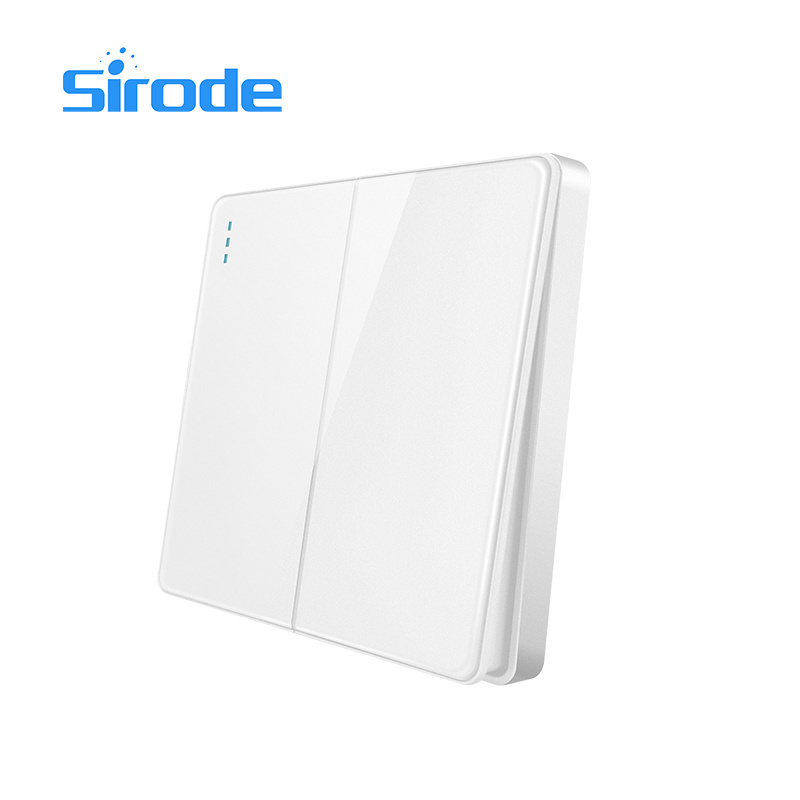 Sirode T1 Series British Standard Modern Grey Color Luxury Acrylic Panel 2 Gang 1 Way Electrical Wall Light Switches For Home