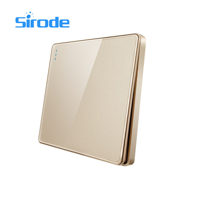 Sirode T1 Series British Standard Modern Grey Acrylic Glass Plate Switch 1 Gang 1 Way Electrical Wall Switch And Socket For Home